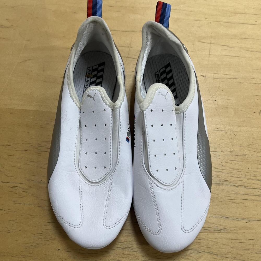 Puma BMW Motorsport Shoes Womens‎ Size 6 White Silver Driving Slip On 306636-02
